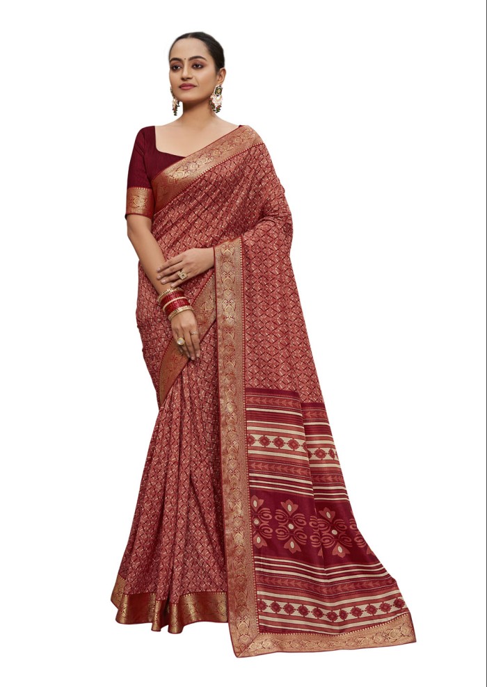 Maroon Tusser Silk Saree Ashvi 26233 