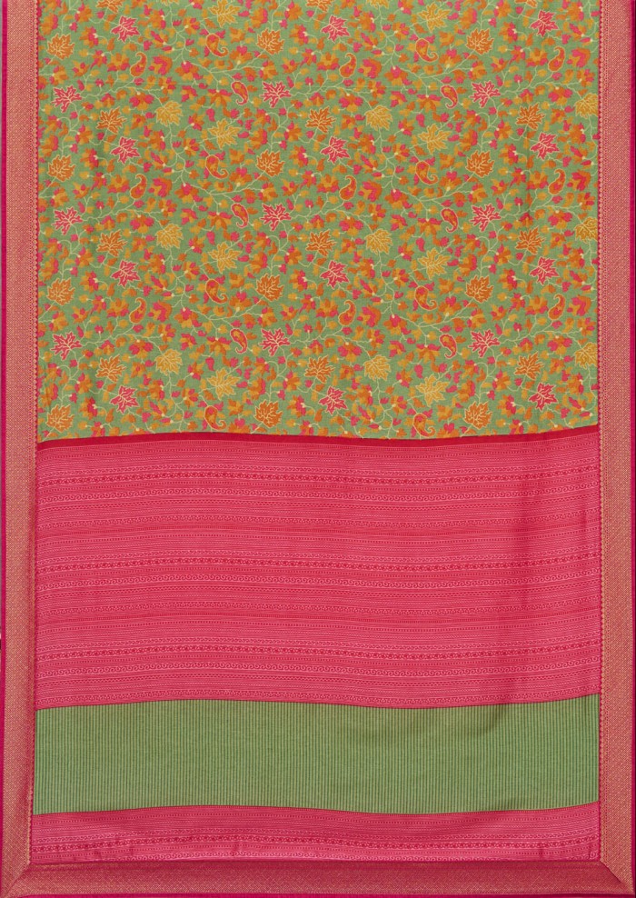Olive Green Tusser Silk Saree Ashvi 26235 