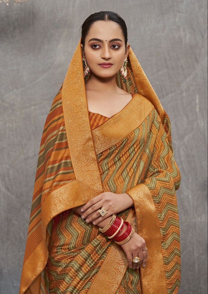 Mustard Tusser Silk Saree Ashvi 26238 