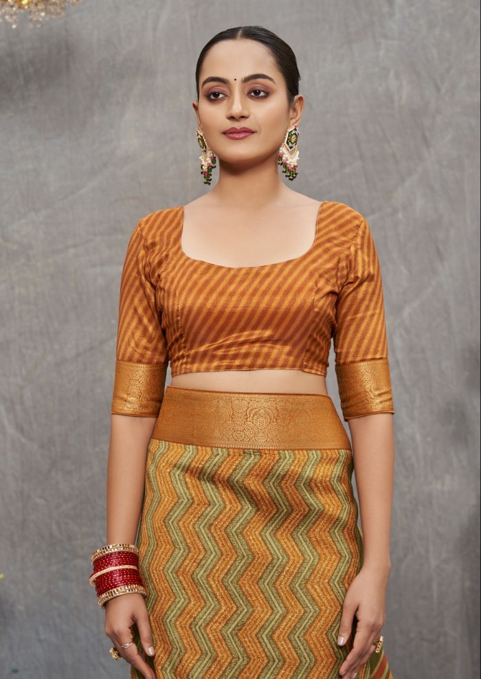 Mustard Tusser Silk Saree Ashvi 26238 