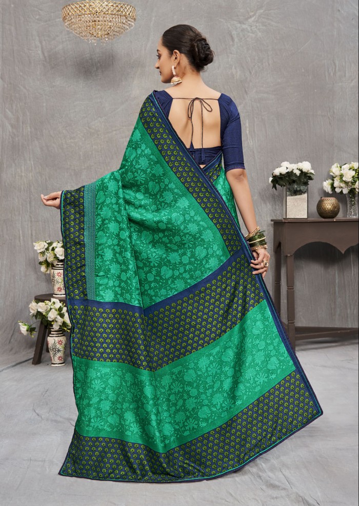 Teal Green Tusser Silk Saree Ashvi 26239 