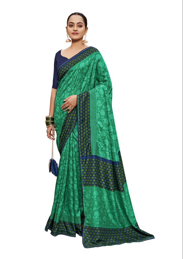 Teal Green Tusser Silk Saree Ashvi 26239 