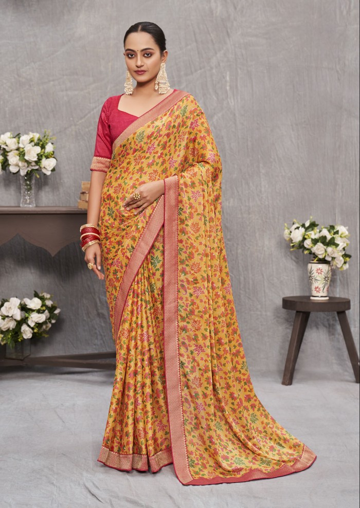 Yellow Tusser Silk Saree Ashvi 26240 