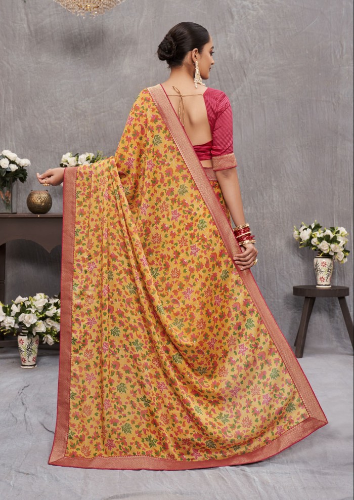 Yellow Tusser Silk Saree Ashvi 26240 