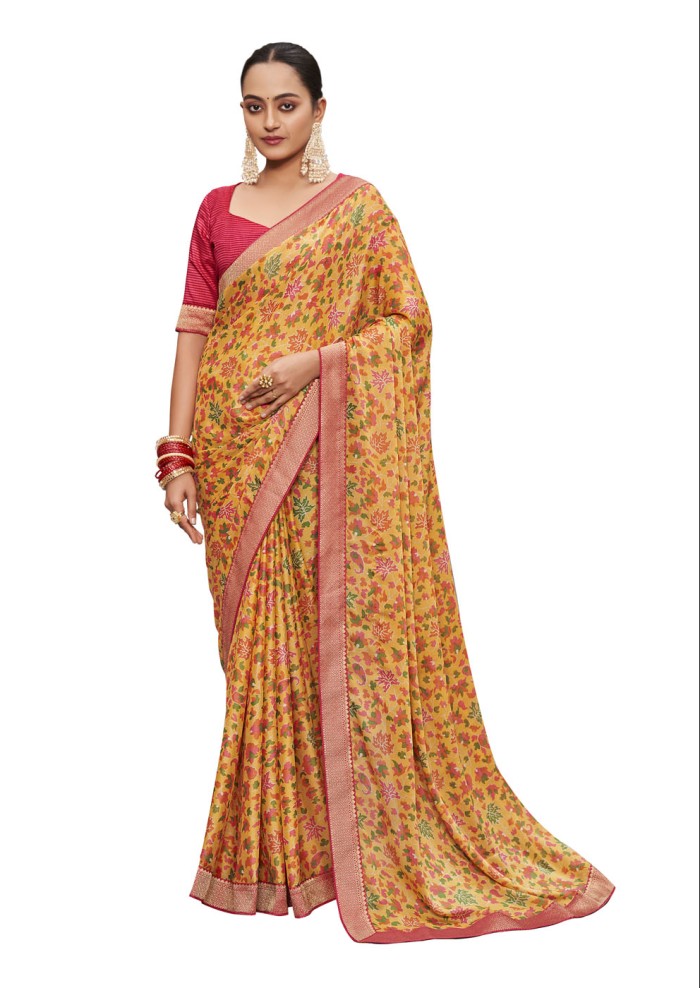 Yellow Tusser Silk Saree Ashvi 26240 