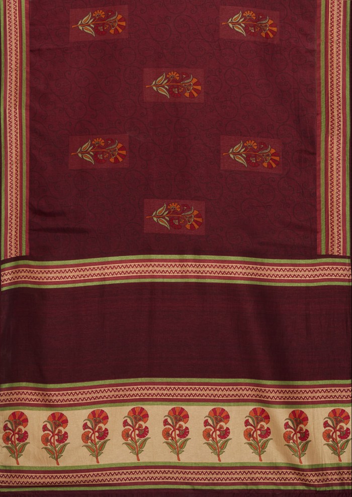 Dark Maroon Tusser Silk Saree Ashvi 26241 