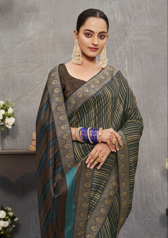 Brown Tusser Silk Saree Ashvi 26242 