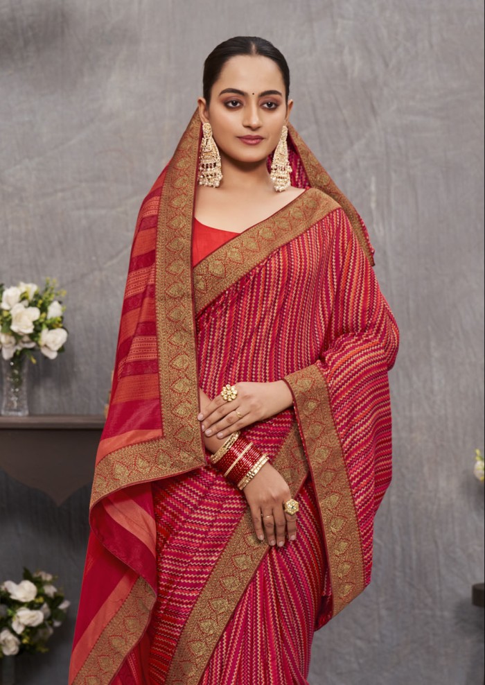 Red Tusser Silk Saree Ashvi 26243 