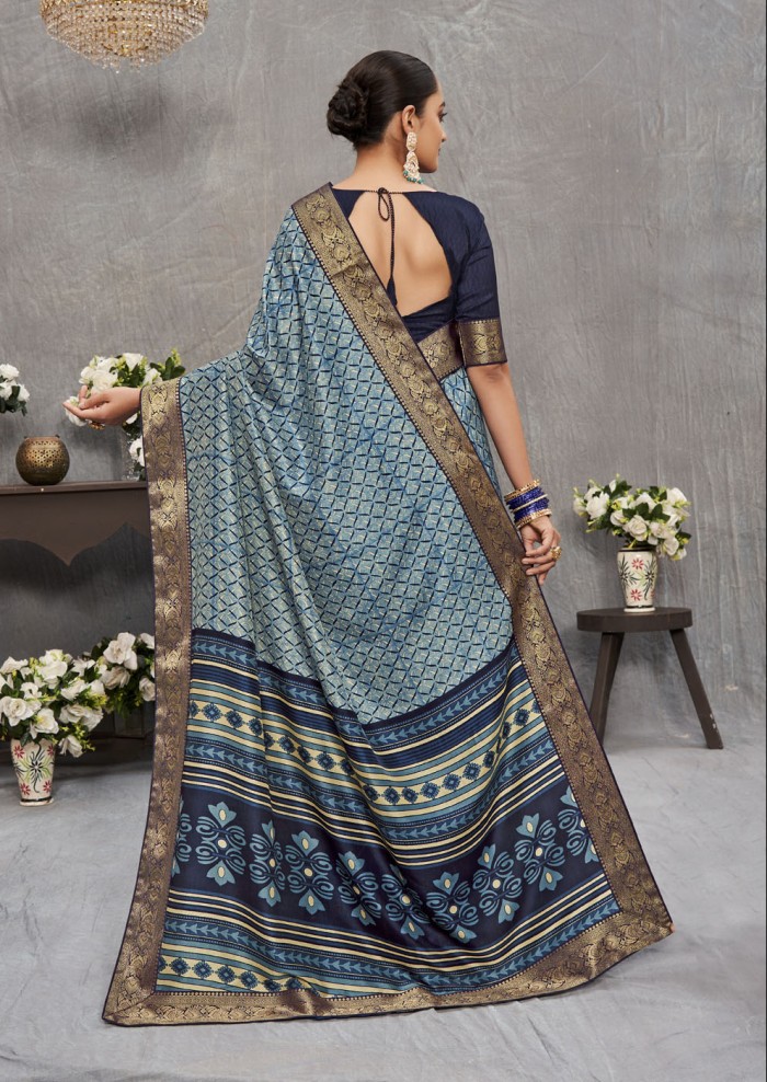 Blue Tusser Silk Saree Ashvi 26244 