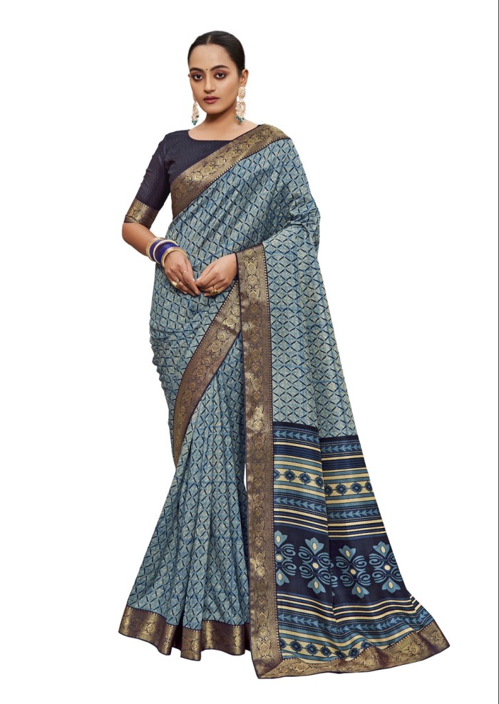 Blue Tusser Silk Saree Ashvi 26244 