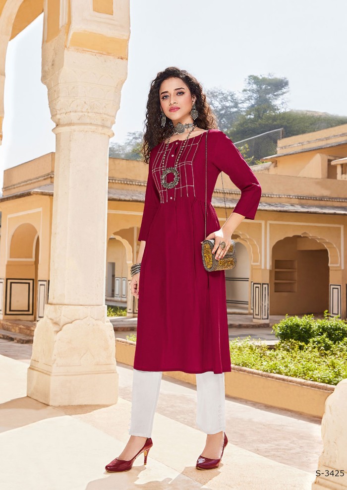 MAROON RAYON KURTI