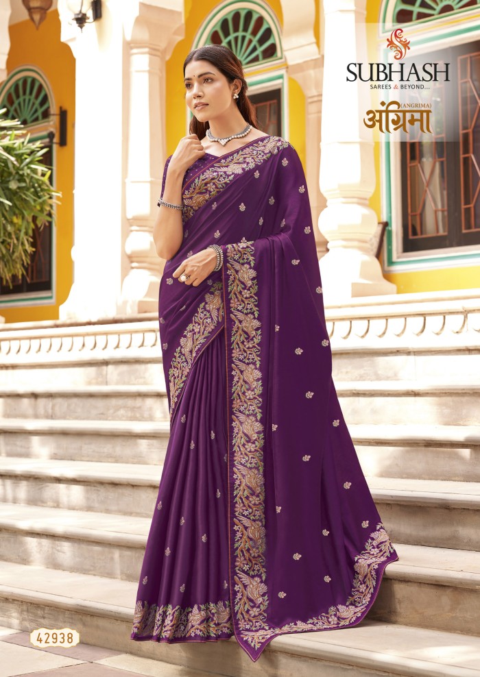 Wine Tussar Silk Saree 