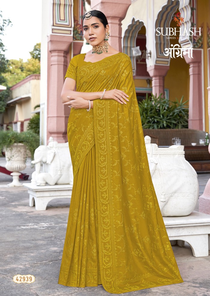 Mustard Tussar Silk Saree 