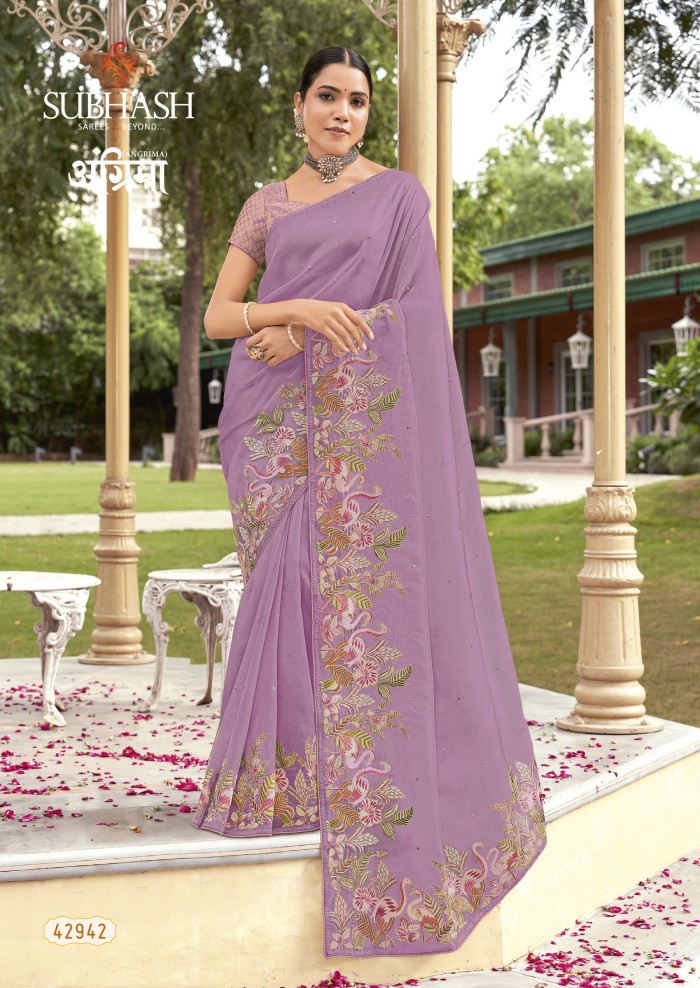 Light purple Tussar Silk Saree 