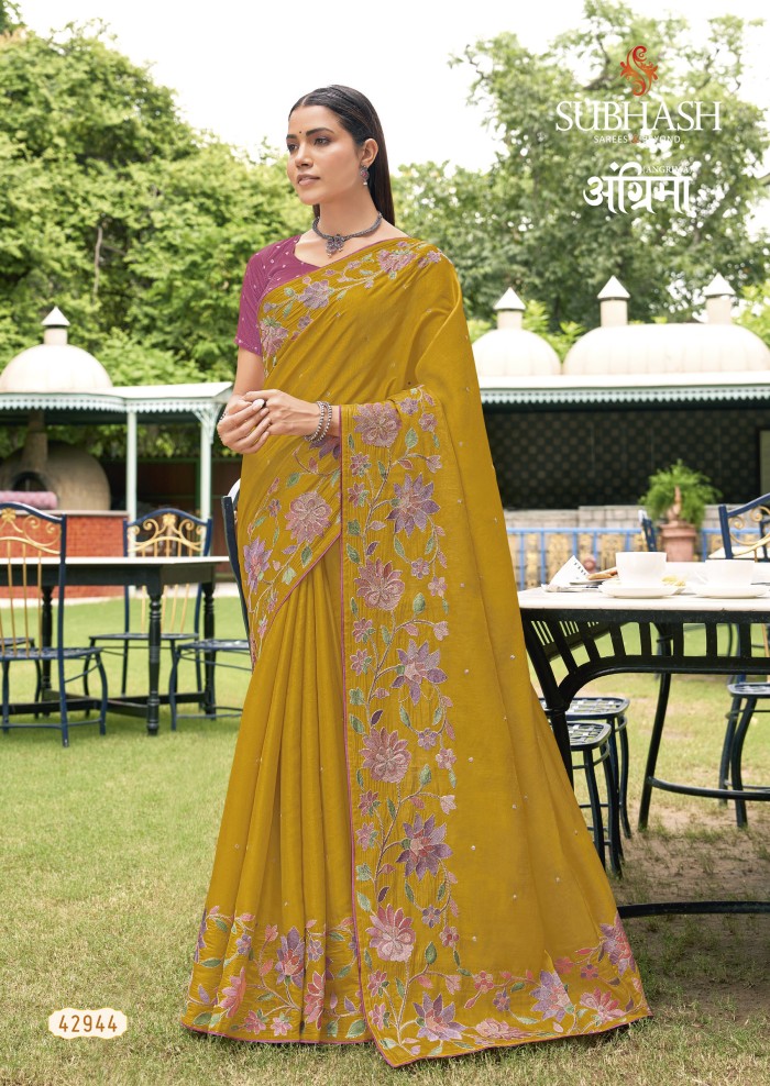 Mustard Tussar Silk Saree 