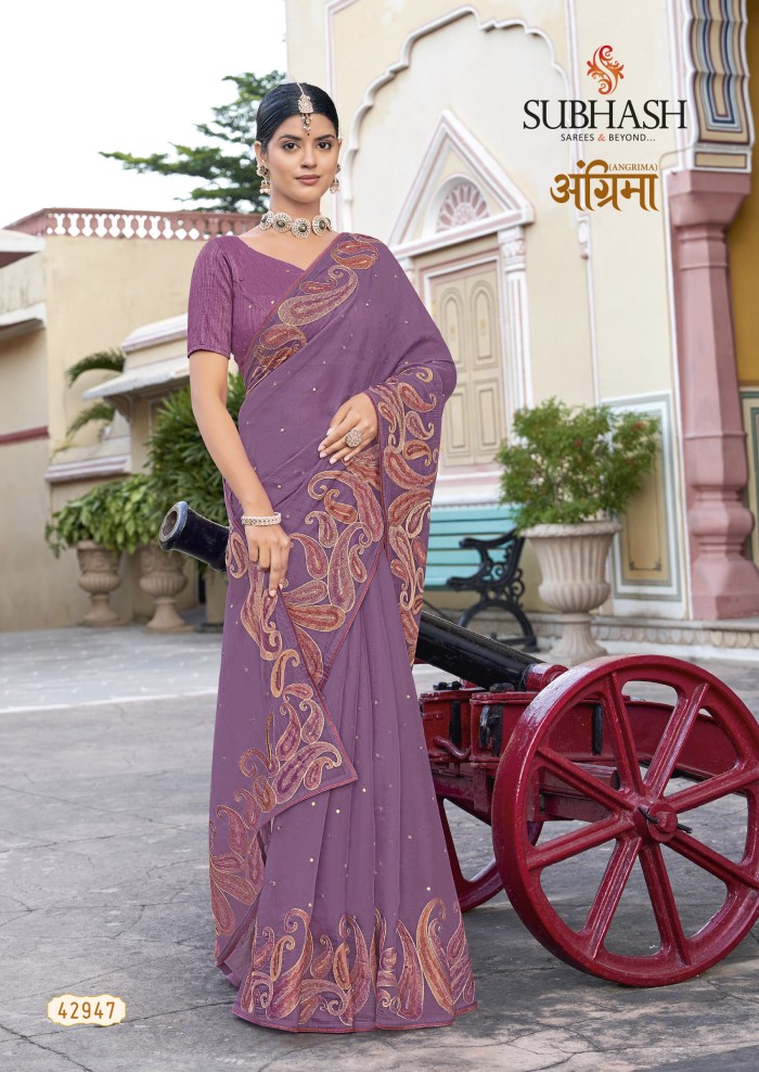 Lavender Tussar Silk Saree 