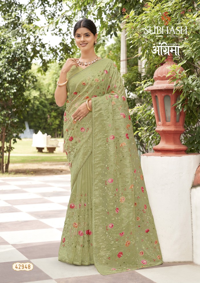 Pista Tussar Silk Saree 