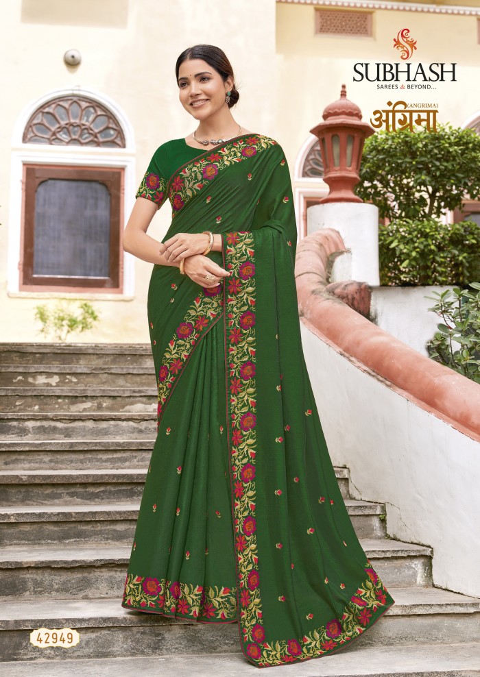 Green Tussar Silk Saree 