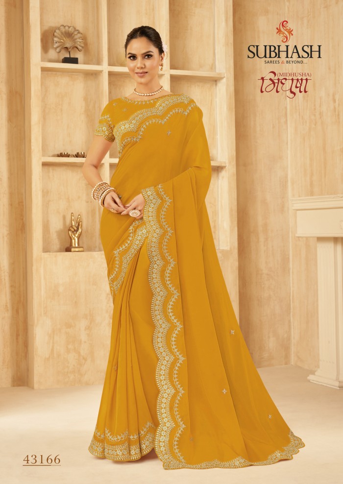 Mustard Chiffon Saree 
