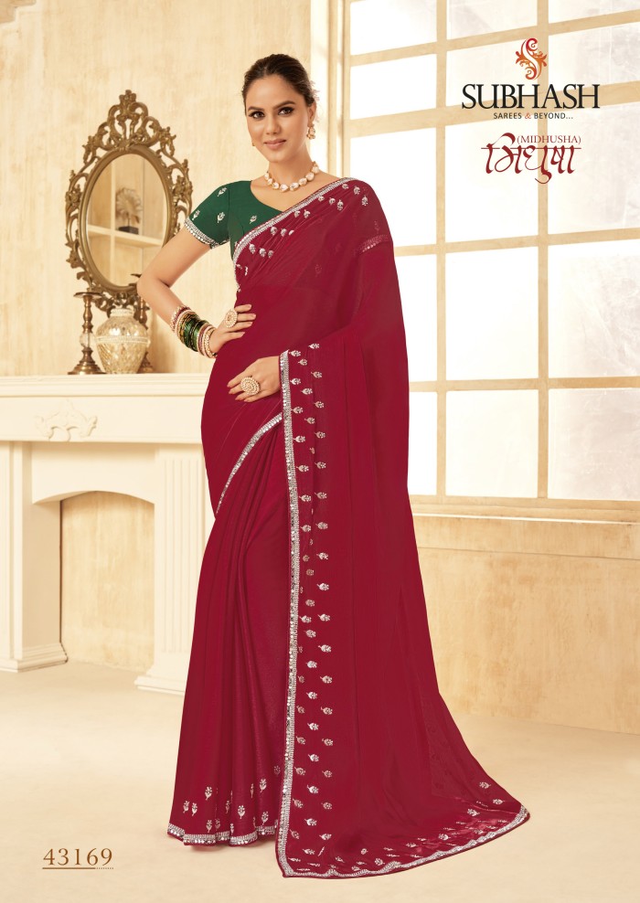 Maroon Chiffon Saree 