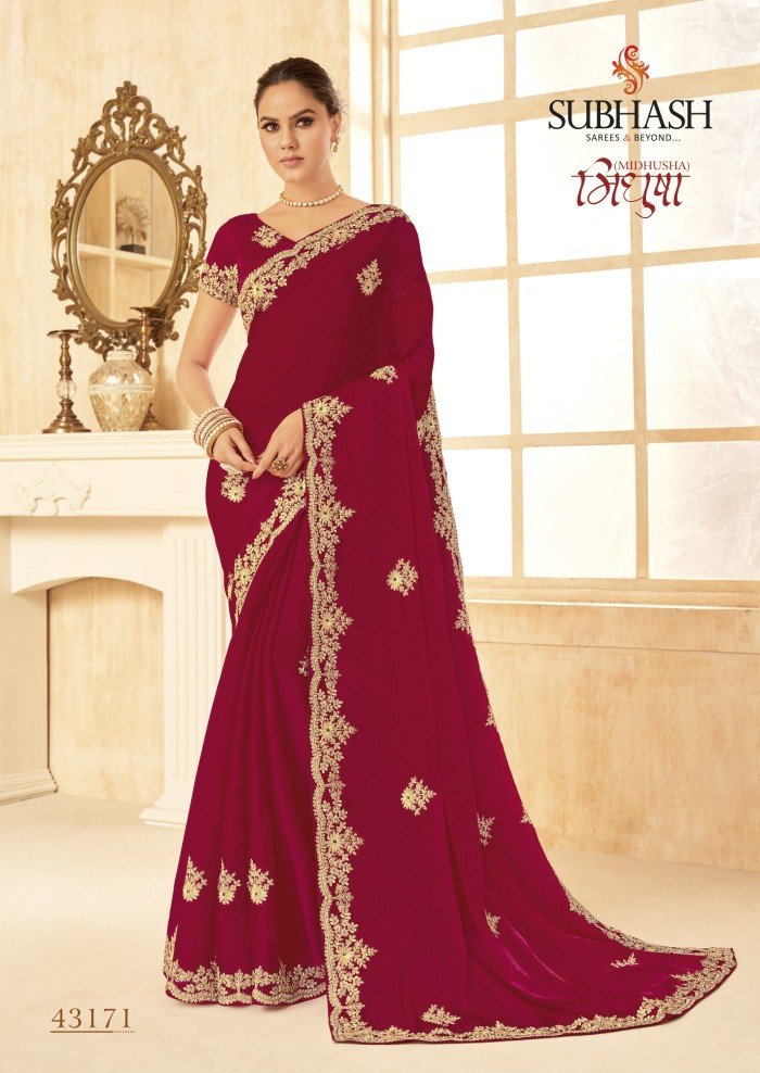 Maroon Chiffon Saree 