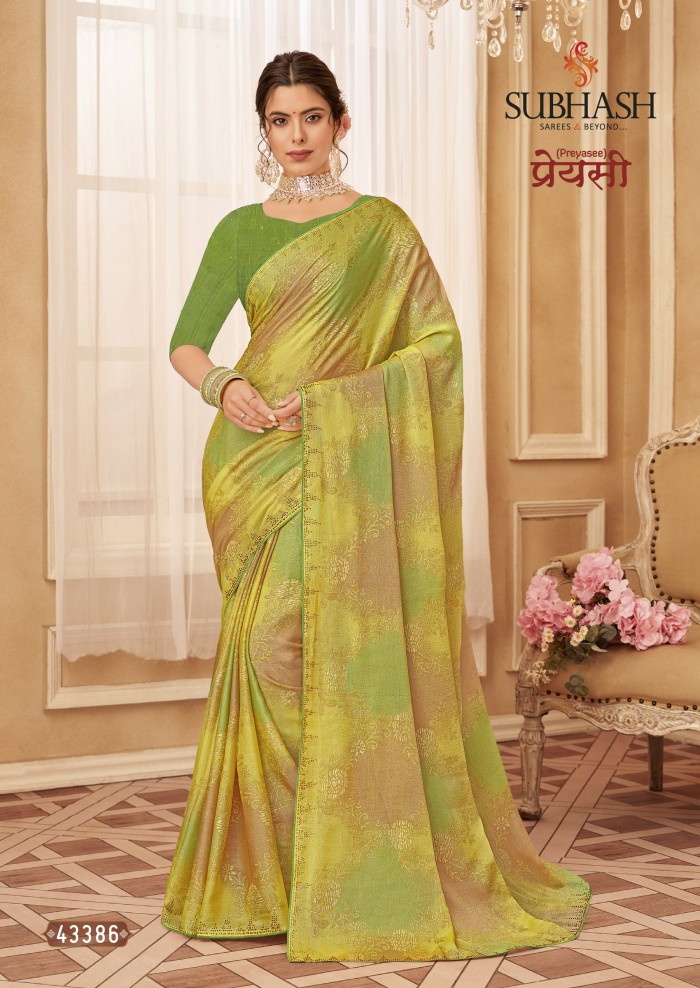  Yellow Mehandi Brasso Saree 