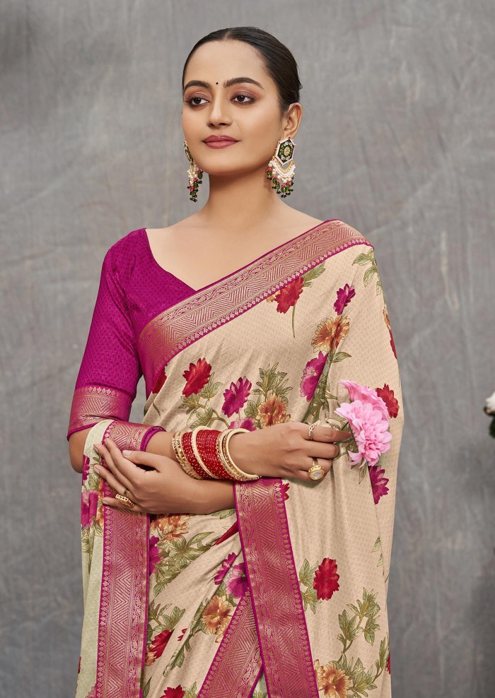 Beige Tusser Silk Saree Ashvi 26231