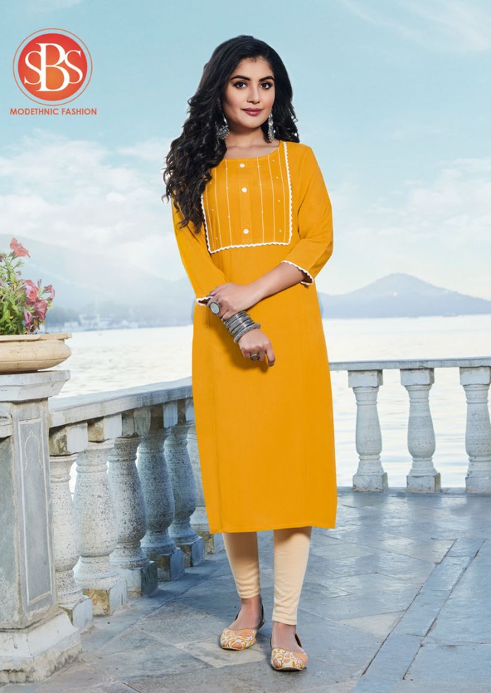 MUSTARD RAYON KURTI AAROHI S 3351 