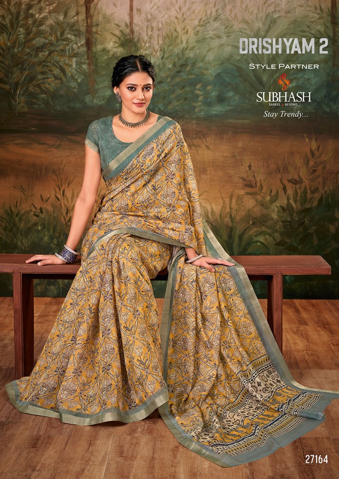 MUSTARD MULTICOLOR GREY SAREE