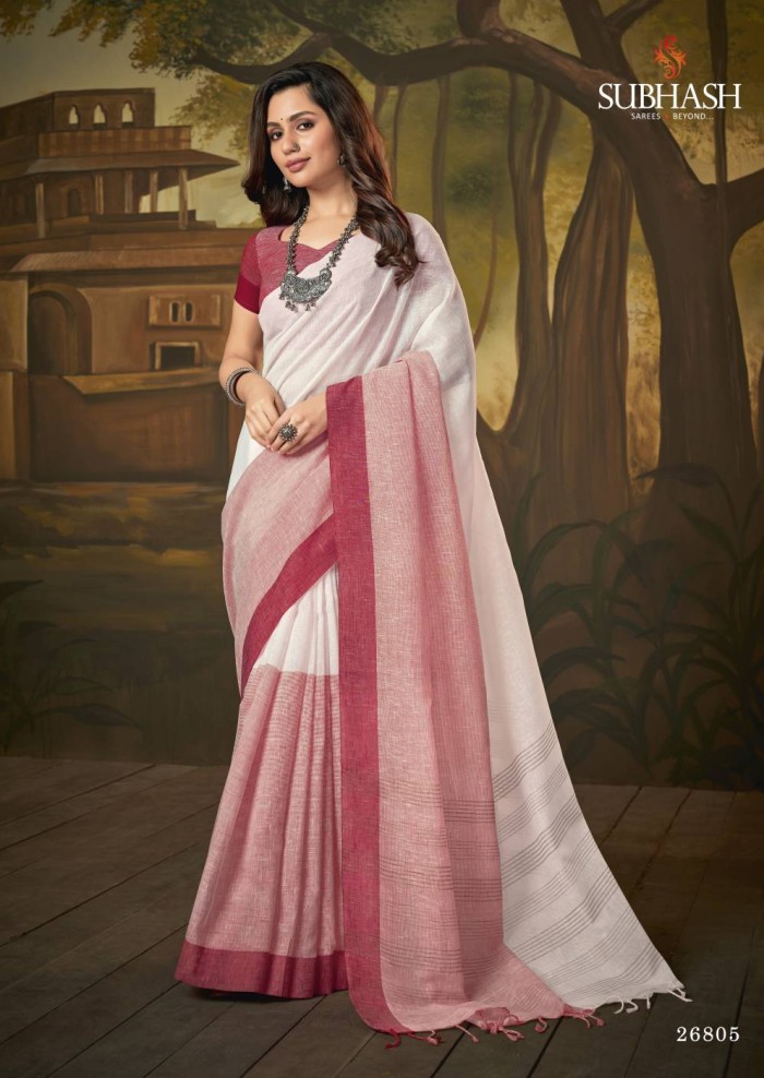 PLAIN GAJARI PINK SAREE