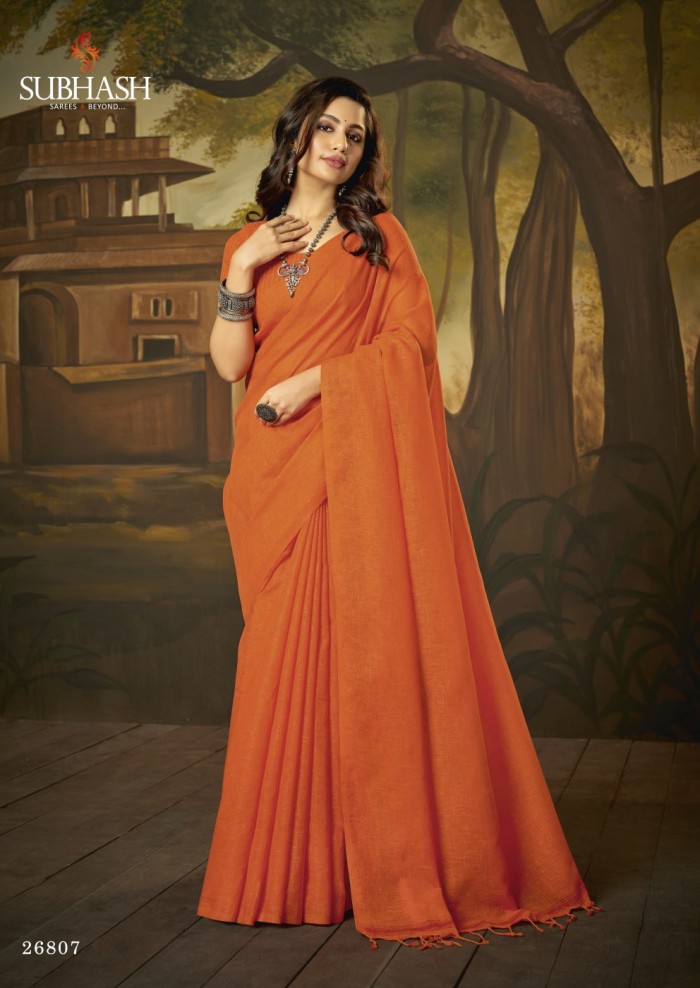 PLAIN ORANGE SAREE