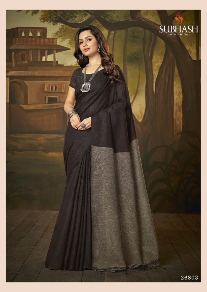 PLAIN GREYISH BLACK  SAREE