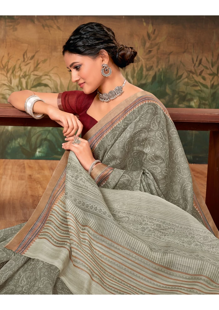 VINTAGE GREY SAREE