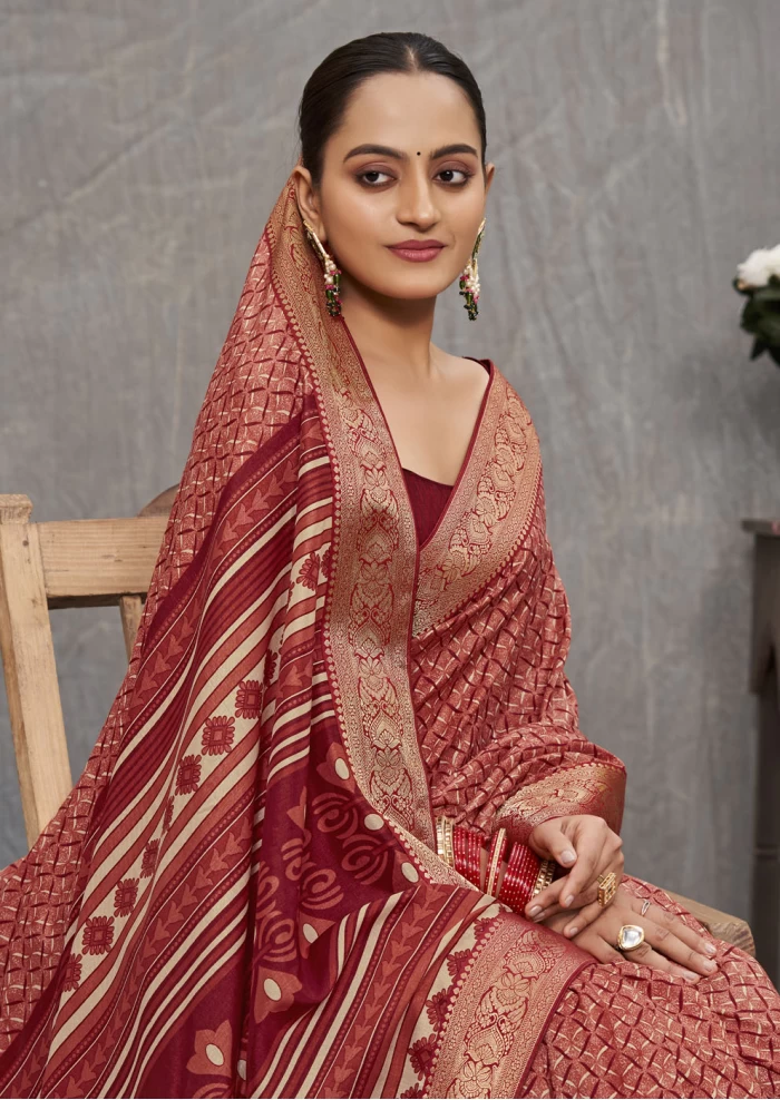 Maroon Tusser Silk Saree Ashvi 26233 