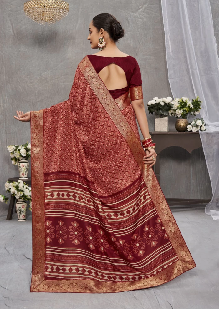 Maroon Tusser Silk Saree Ashvi 26233 