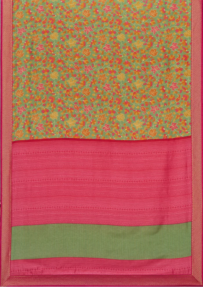 Olive Green Tusser Silk Saree Ashvi 26235 