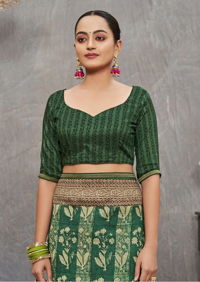 Green Tusser Silk Saree Ashvi 26237 
