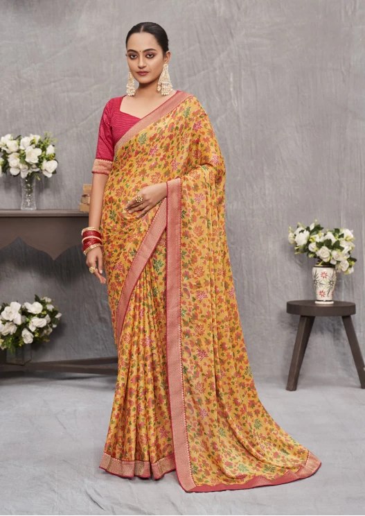 Yellow Tusser Silk Saree Ashvi 26240 