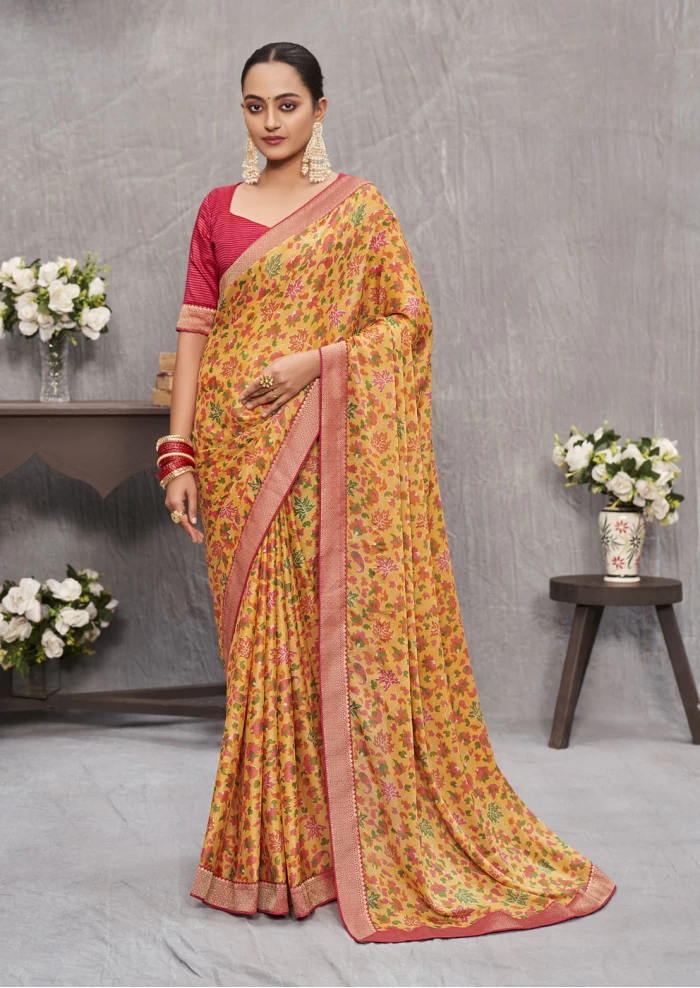 Yellow Tusser Silk Saree Ashvi 26240 