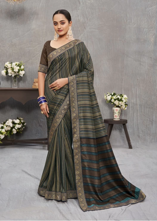 Brown Tusser Silk Saree Ashvi 26242 