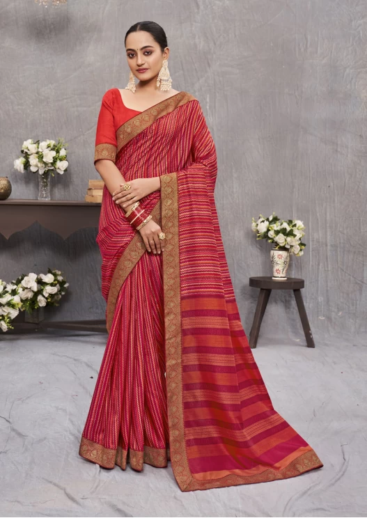 Red Tusser Silk Saree Ashvi 26243 