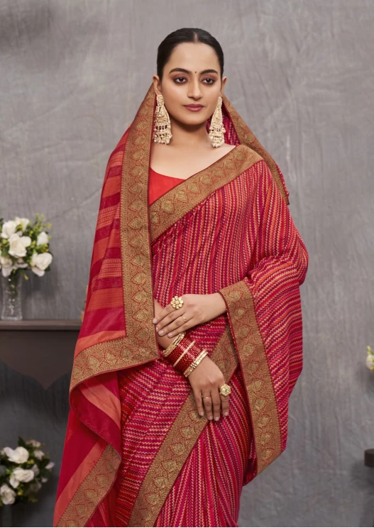 Red Tusser Silk Saree Ashvi 26243 