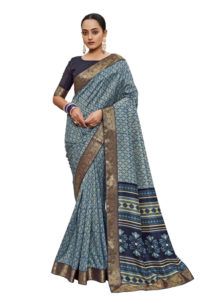 Blue Tusser Silk Saree Ashvi 26244 