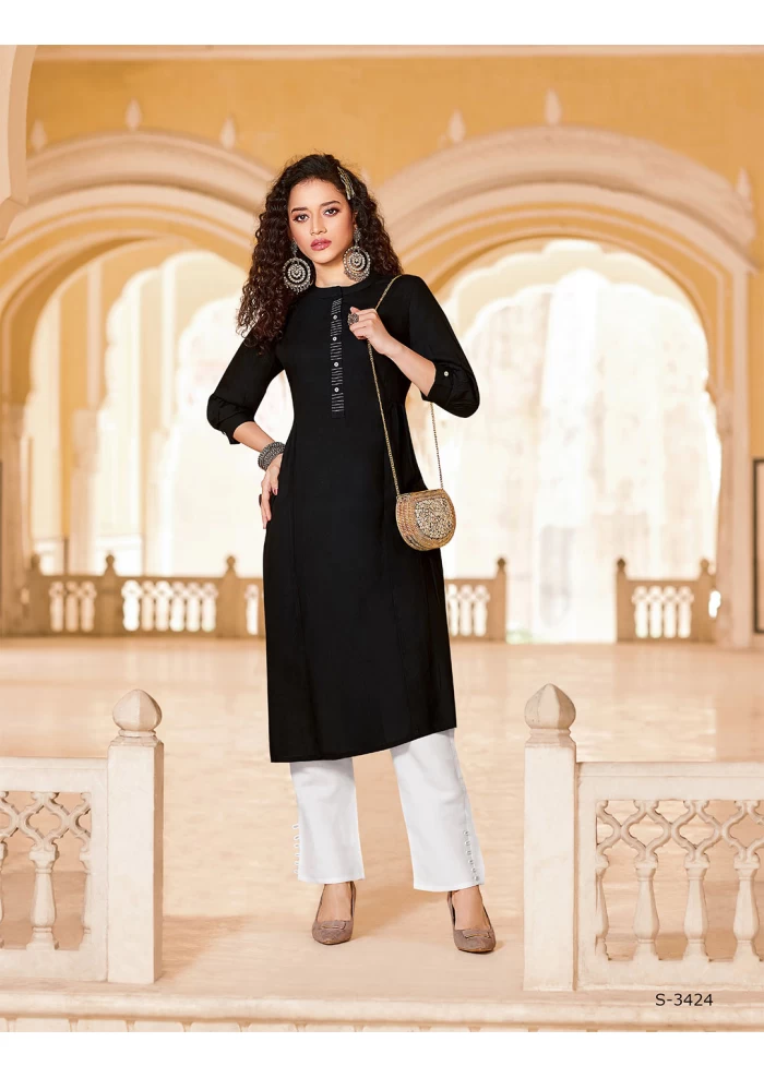 BLACK RAYON KURTI