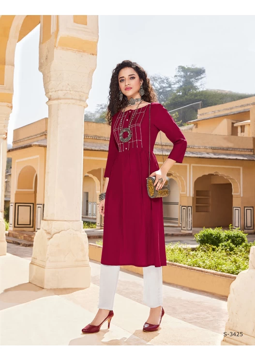 MAROON RAYON KURTI