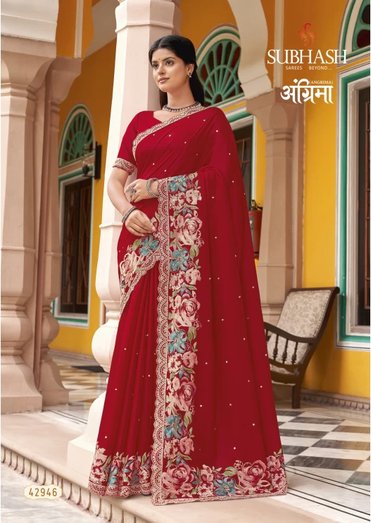 Maroon Tussar Silk Saree 