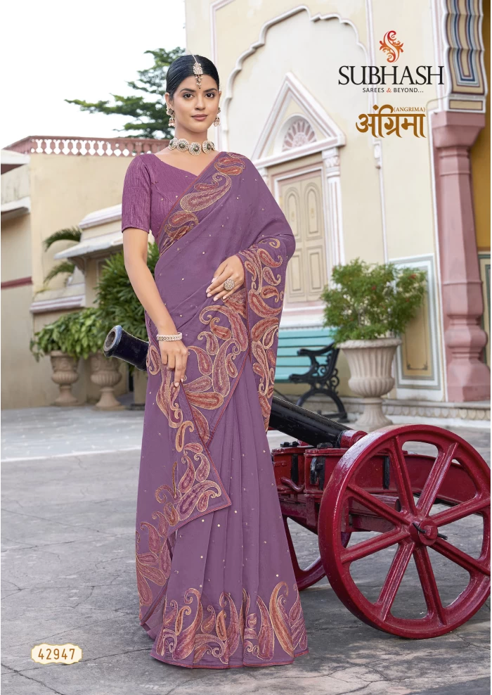 Lavender Tussar Silk Saree 