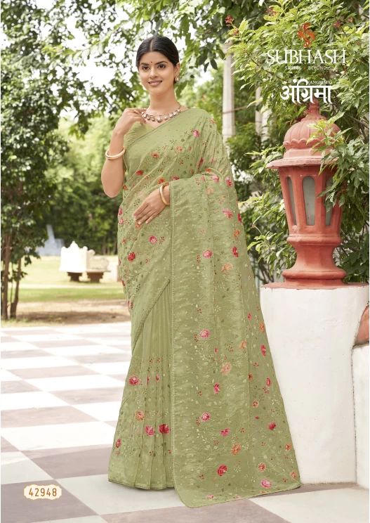 Pista Tussar Silk Saree 
