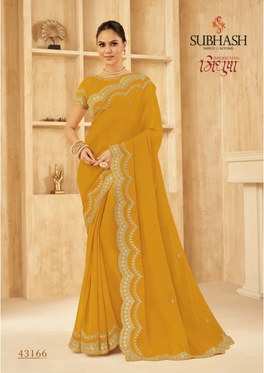 Mustard Chiffon Saree 