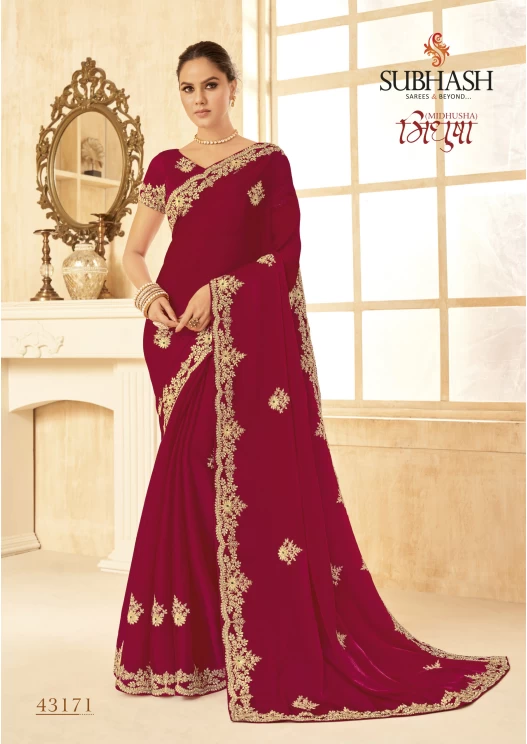 Maroon Chiffon Saree 